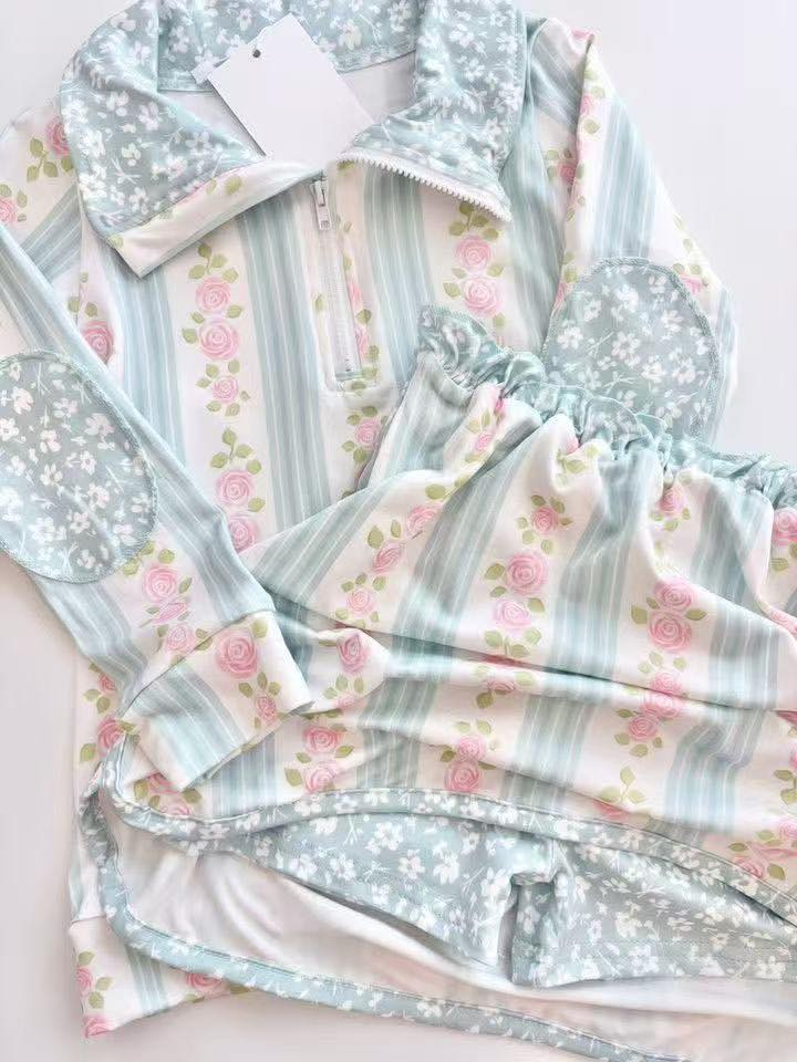 RTS NO MOQ Sibling baby Girls clothes floral long sleeve skirts sets