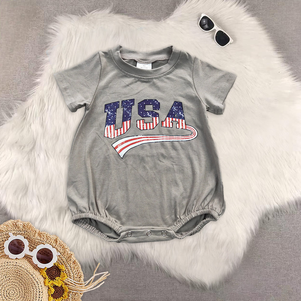 RTS NO MOQ baby boy clothes National Day offset USA Rompers Clothes Sets