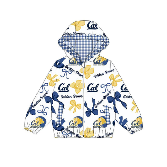 Custom moq 8 mix size milk silk summer team baby girls clothes bow blue and yellow hooded long sleeve top-25.9.27
