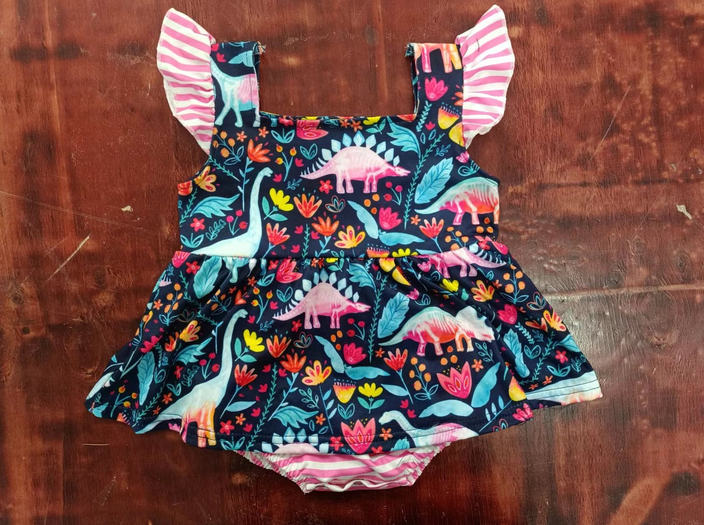 baby girls clothes dinosaur flying sleeve summer Romper