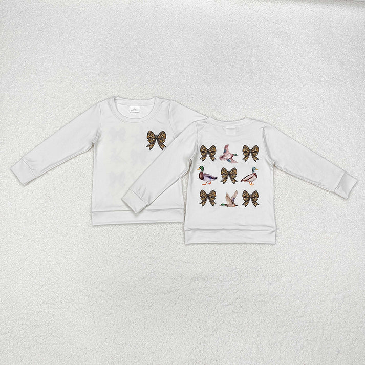 RTS NO MOQ  Baby Girls Bows Ducks Deer Hunting Season Tee Shirts Tops