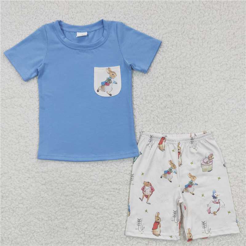 RTS NO MOQ Easter rabbit short-sleeved shorts suit & short-sleeved sets