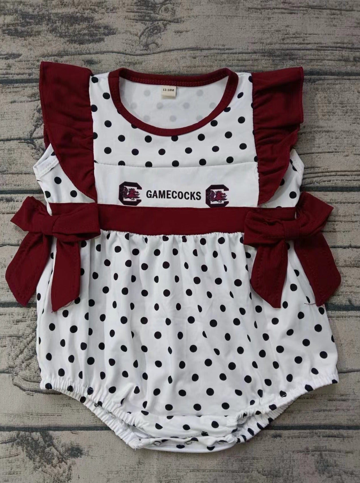 custom moq 5 eta 4-6weeks mix size baby girls clothes brick red dot flying sleeve summer Romper