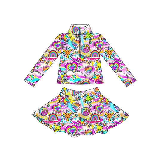 Custom moq 5 mix size milk silk summer baby girls clothes love long sleeve skirts sets-25.11.7