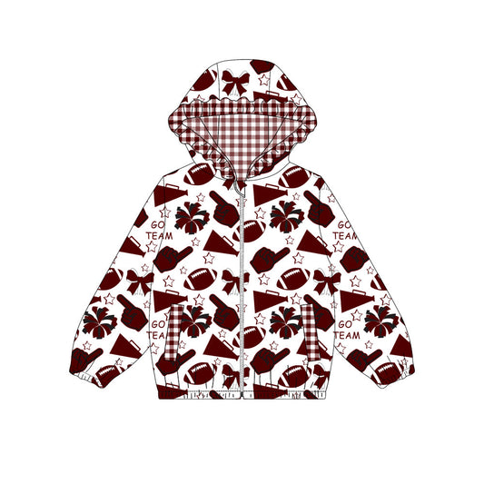 Custom moq 8 mix size milk silk summer team baby girls clothes bow dark red hooded long sleeve top-25.9.30