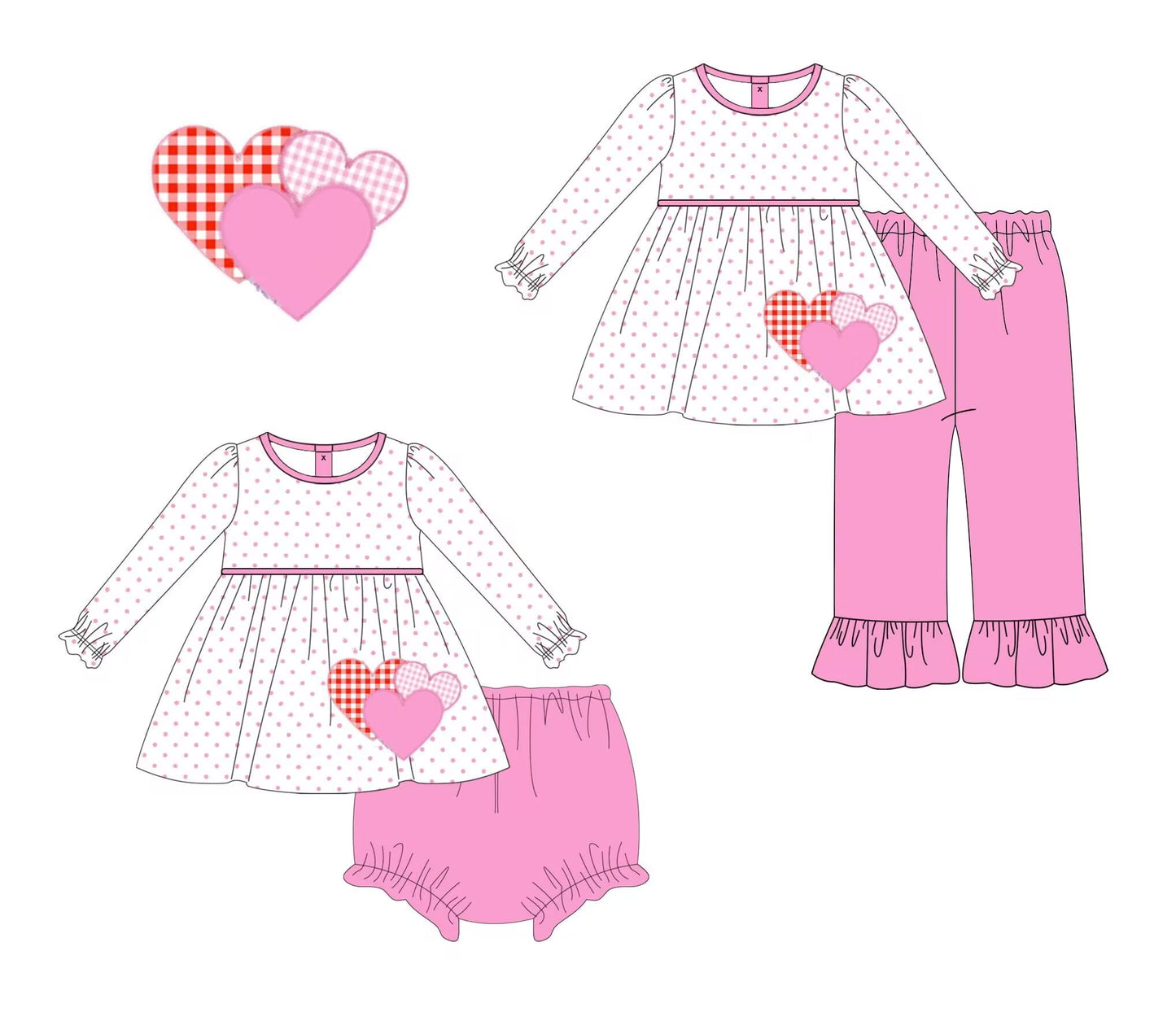 Custom moq 5 each style eta 6-7weeks baby girl clothes love long sleeve pants set and briefs sets-25.9.4