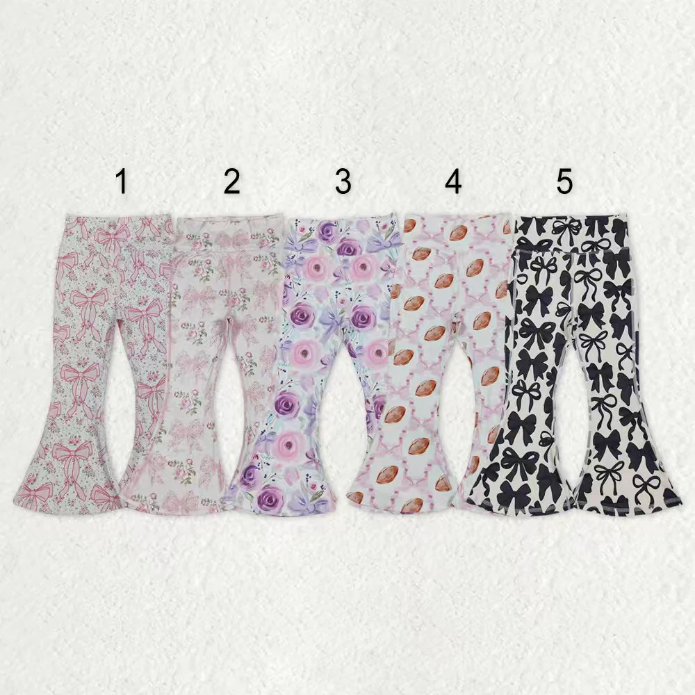 RTS NO MOQ Sibling baby girl clothes team bow yoga matching long pants
