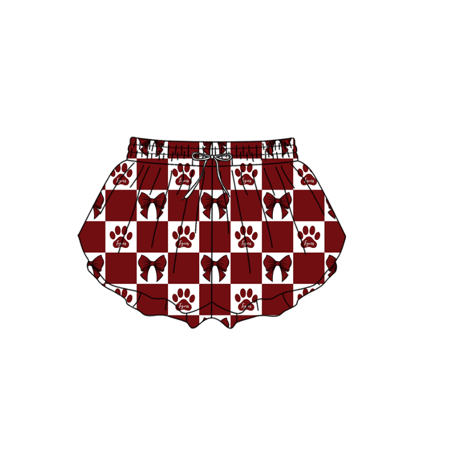 Custom moq 3 or 5 mix size milk silk summer teams baby girl clothes bow red summer shorts