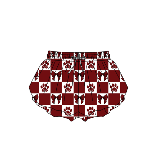 Custom moq 3 or 5 mix size milk silk summer teams baby girl clothes bow red summer shorts