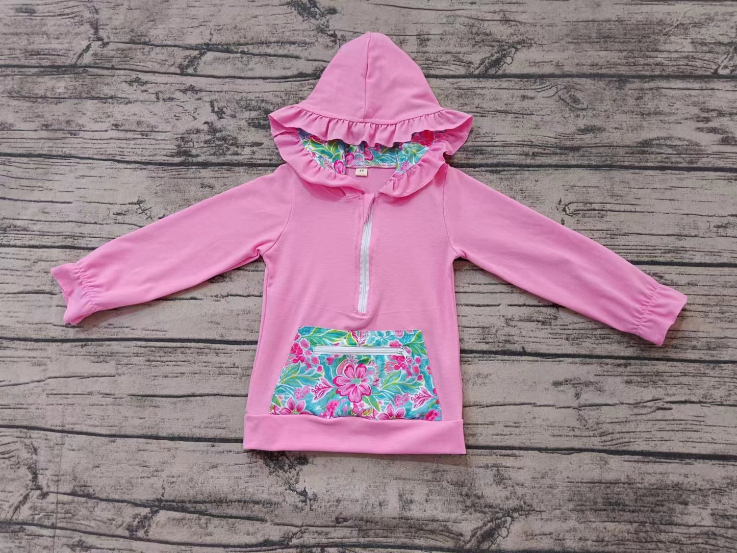 Custom moq 3 eta 6-7weeks Dark pink zip-up hooded long-sleeved top
