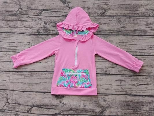 Custom moq 3 eta 6-7weeks Dark pink zip-up hooded long-sleeved top