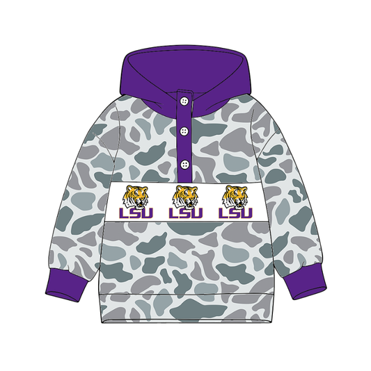 Custom moq 8 mix size milk silk summer team baby boy clothes camouflage purple hooded long sleeve top-25.9.30
