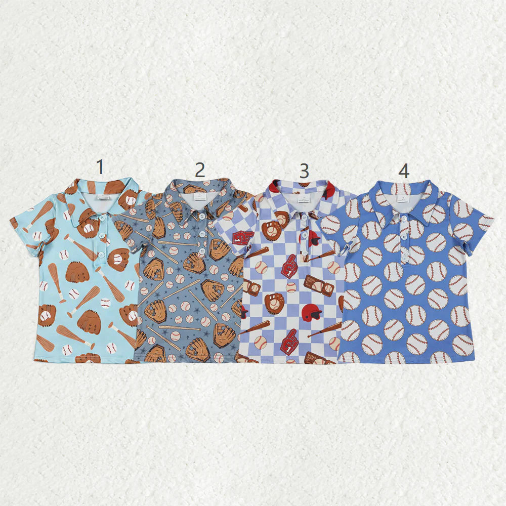 RTS NO MOQ Sibling baby boy clothes baseball  Short-Sleeve Tops