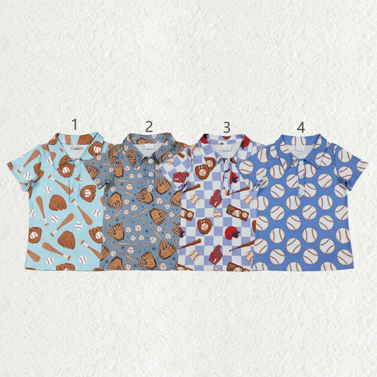 RTS NO MOQ Sibling baby boy clothes baseball  Short-Sleeve Tops