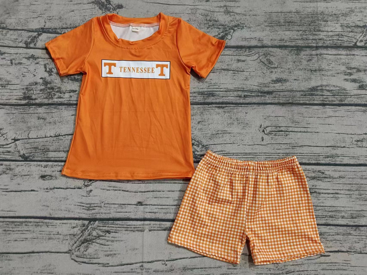 custom moq 5 eta 4-6weeks summer baby boys clothes team orange short sleeve red shorts set