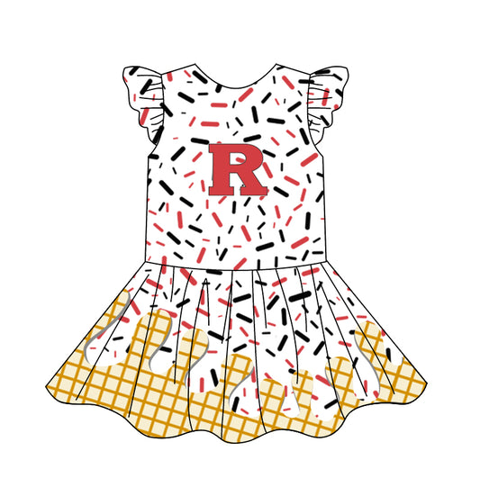 custom moq 3 eta 6-7weeks baby girls clothes team flying Sleeves Dress