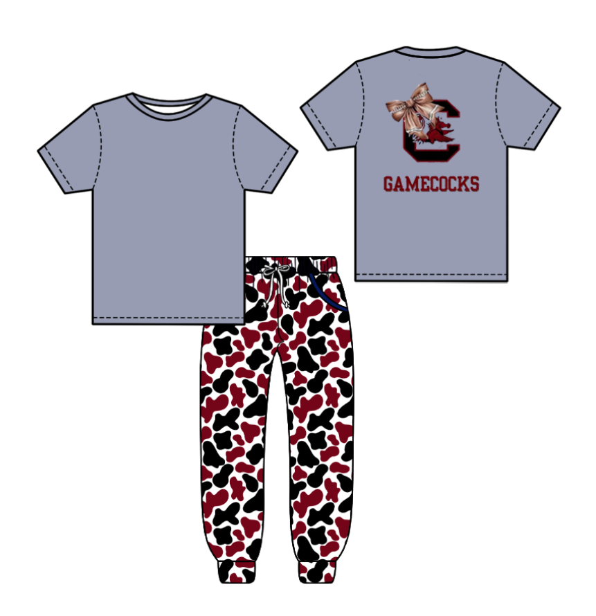 Custom summer teams baby boy clothes team camouflage gray short sleeve pants sets-25.8.7
