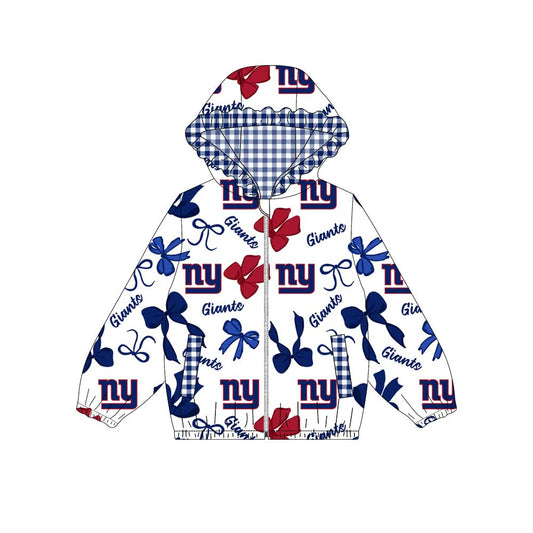 Custom moq 8 mix size milk silk summer team baby girls clothes bow blue hooded long sleeve top-25.9.27
