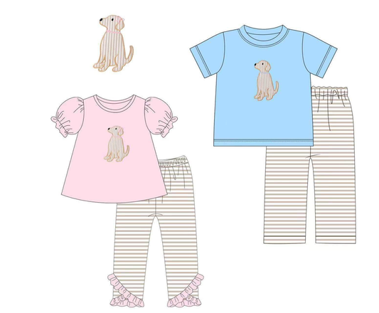 Custom moq 5 each style eta 6-7weeks puppy baby girl clothes short sleeve pants sets