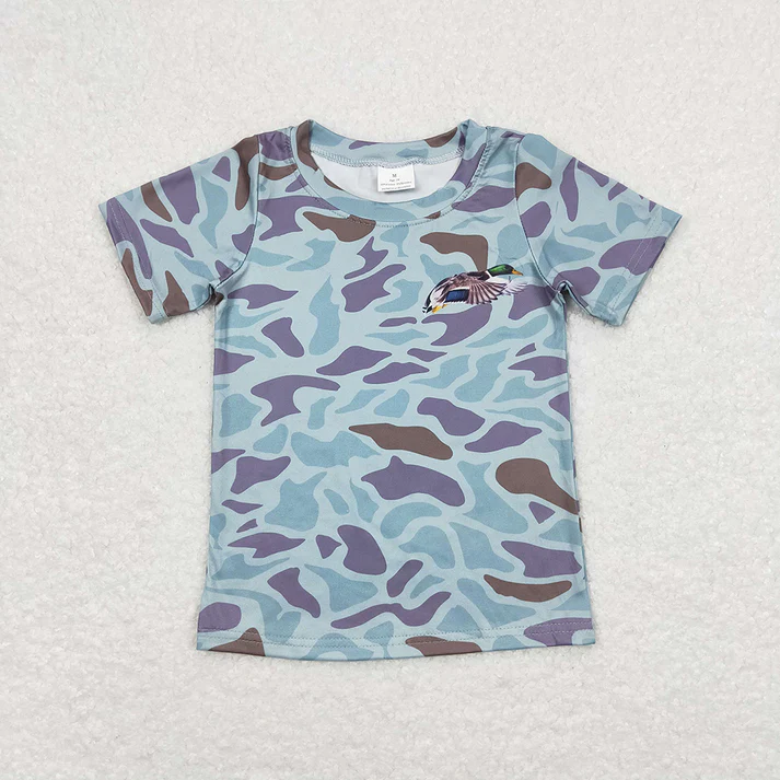 RTS NO MOQ baby boys clothes camouflage short-sleeved tops