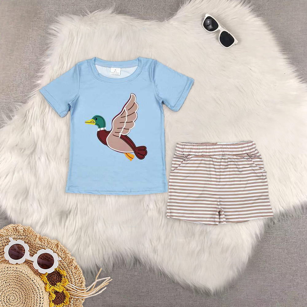 RTS Boys and girls embroidery Short Sleeve Shorts sets