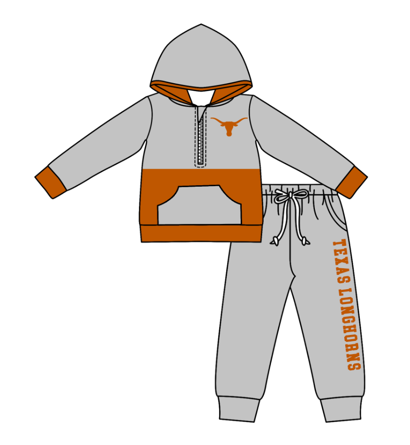 Custom moq 5 mix size eta 6-8weeks milk silk summer teams gray baby boy clothes hooded long sleeve pants sets-25.10.23