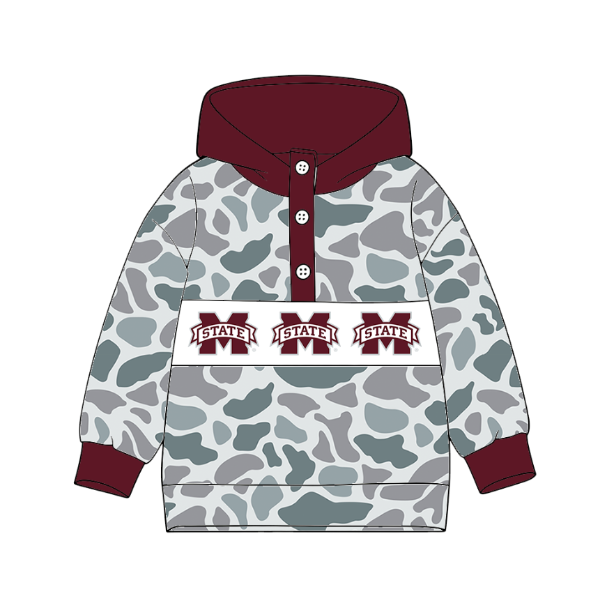 Custom moq 8 mix size milk silk summer team baby boy clothes camouflage brick red hooded long sleeve top-25.9.30