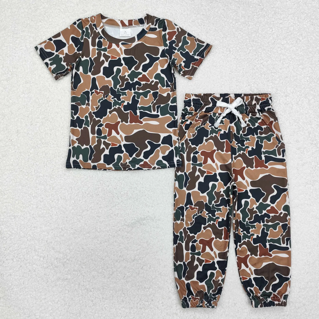 RTS NO MOQ Sibling Baby boy clothes camouflage short-sleeved pants sets