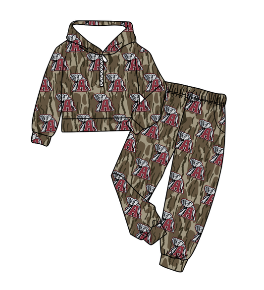 Custom moq 5 mix size milk silk summer teams baby boy clothes camouflage hooded long sleeve pants sets-25.11.6