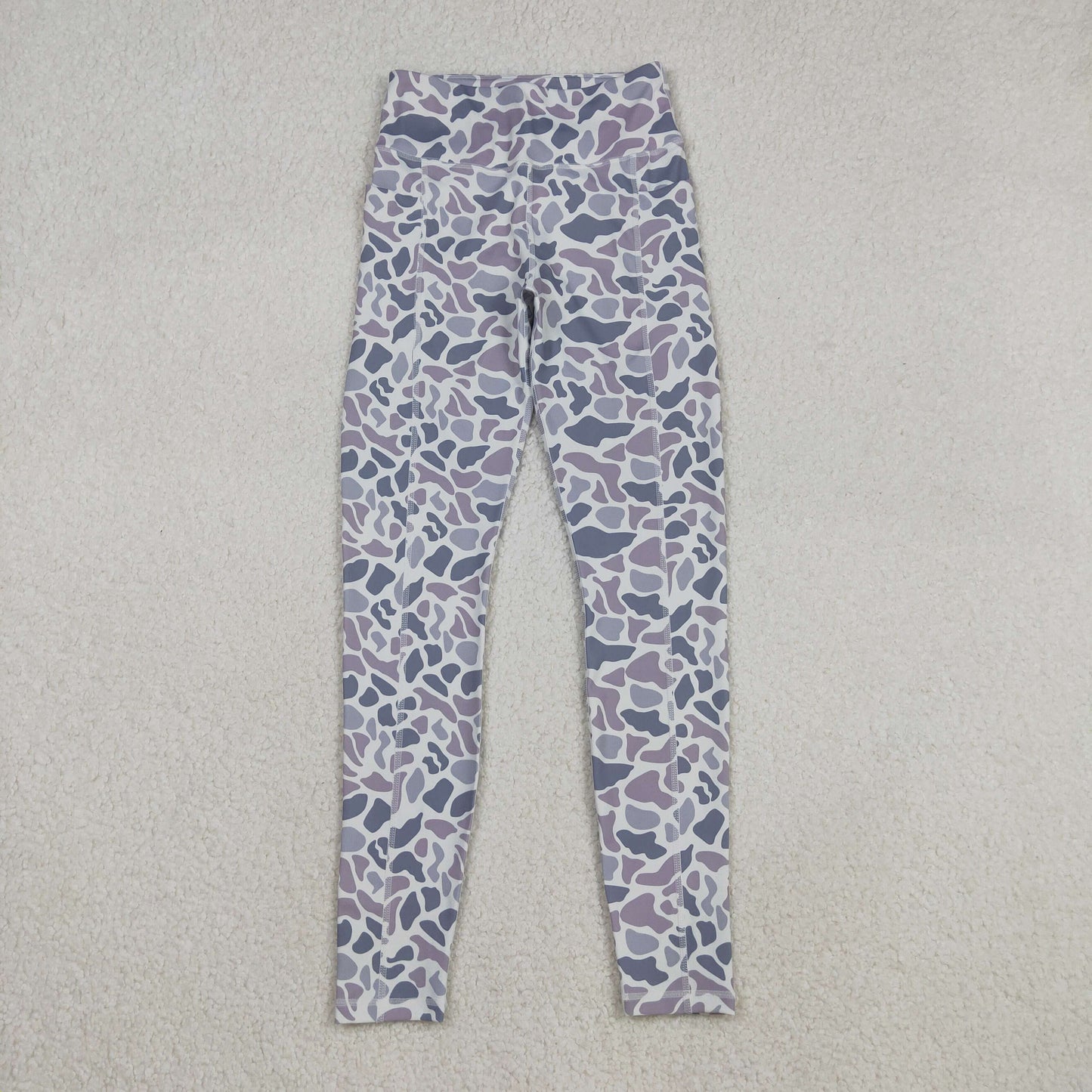 RTS NO MOQ Sibling baby girls clothes and Adult Women's Gray-Green Camouflage Yoga Pants
