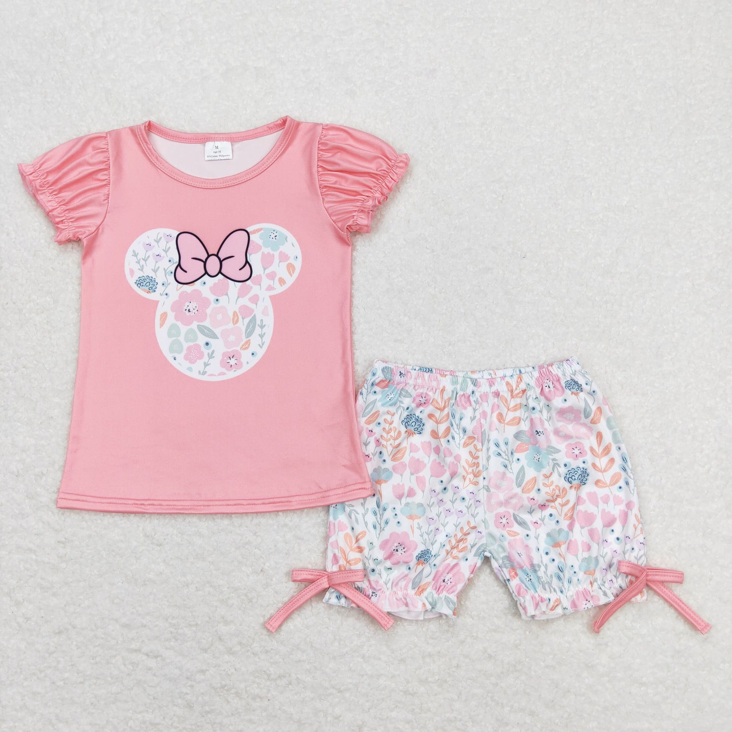 Cute Clothes GSSO0699 Baby Girls Pink Short Sleeve Floral Shirt Top Shorts Clothes Sets