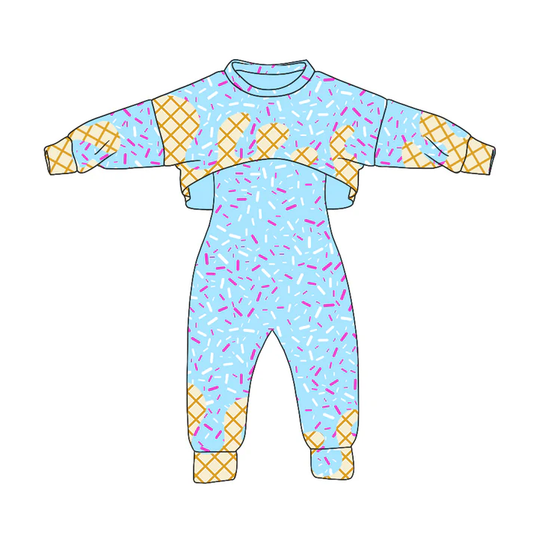 Custom summer teams baby girl clothes team blue long sleeve pants 2pc sets-25.8.4