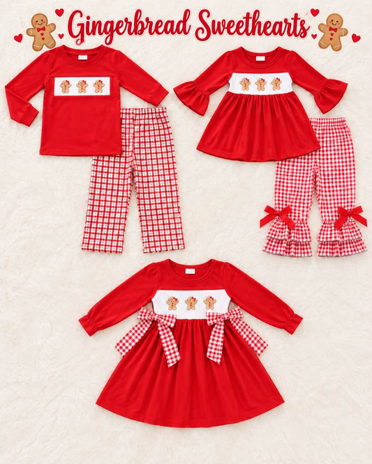 RTS NO MOQ Sibling Baby girls clothes Embroidery Christmas long-sleeved trousers suit & rompers and dress