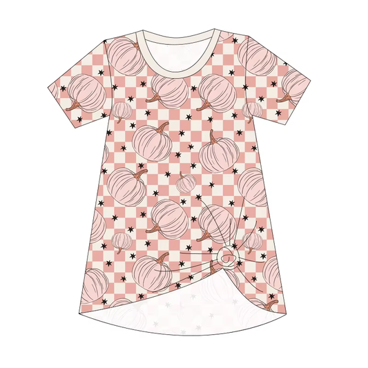 Custom moq 5 each style eta 6-7weeks baby girl clothes pumpkin short sleeve dress-25.8.15