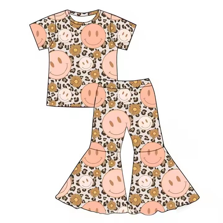 Custom moq 5 each style eta 6-7weeks baby girl clothes short sleeve pants set 5-25.8.7
