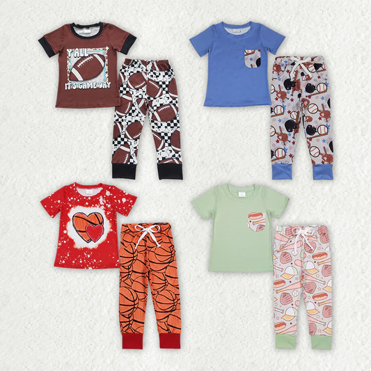 RTS NO MOQ Girls Boys short sleeve pants Sets
