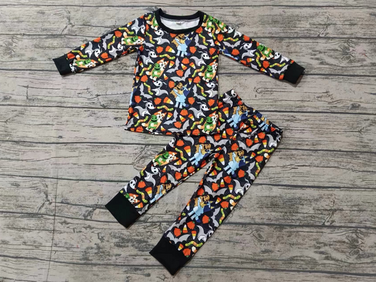 Custom moq 3 eta 6-7weeks Black long-sleeved suit with bat-tortoise-caterpillar pattern