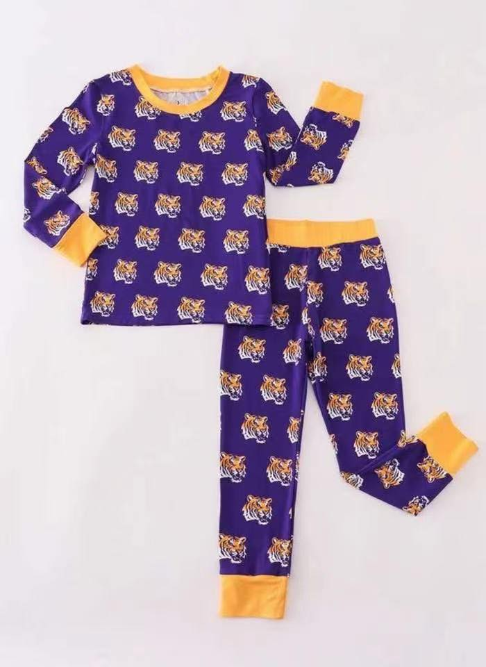 Custom summer teams baby girls clothes team purple long sleeve pants sets 2 and rompers 2-25.7.25