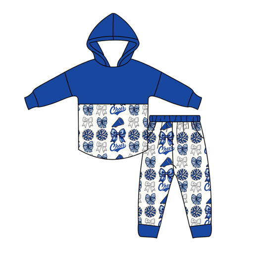 Custom moq 5 mix size eta 6-8weeks milk silk summer teams bow blue baby boy clothes hooded long sleeve pants sets-25.10.24