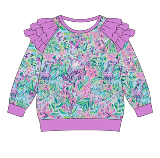 25.8.12 custom each style moq 5eta 4-6week Sibling Sisters baby girl clothes purple long sleeve top