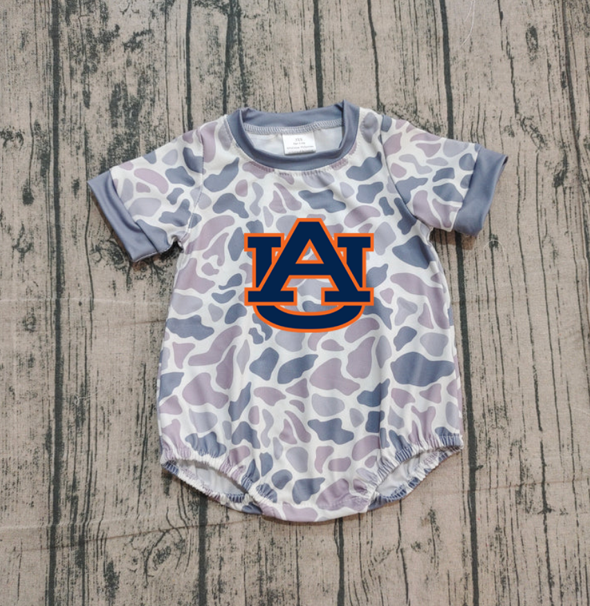 Custom moq 5 mix size milk silk Boy and Girl's Camouflage Gray Camouflage Romper, Milk Silk, Popular, Cute