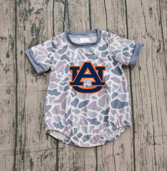 Custom moq 5 mix size milk silk Boy and Girl's Camouflage Gray Camouflage Romper, Milk Silk, Popular, Cute