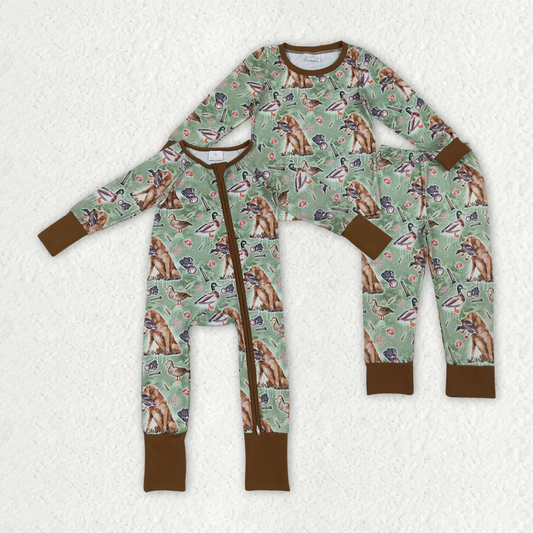 RTS NO MOQ Sibling Baby boy clothes duck puppy long-sleeved trousers suit & romper