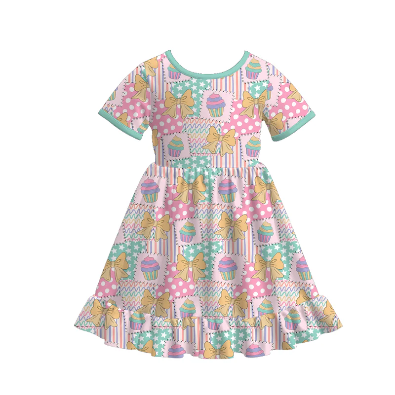 Custom moq 5 each style eta 6-7weeks milk silk baby girls summer short sleeves dresses 6-25.7.14