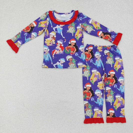 RTS NO MOQ ETA 5/7days Arrived GLP1782 Christmas red purple long-sleeved trousers pajamas set