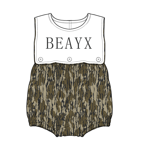 custom moq 5 mix size KNJR01 Baby Kids Sleeveless Camo Print Bubble Romper