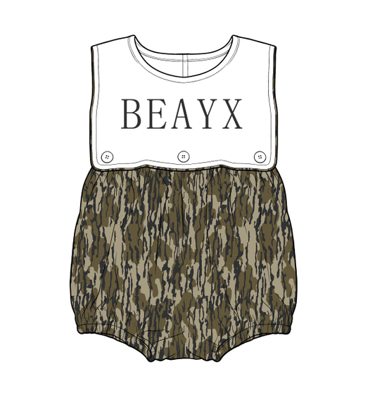 custom moq 5 mix size KNJR01 Baby Kids Sleeveless Camo Print Bubble Romper
