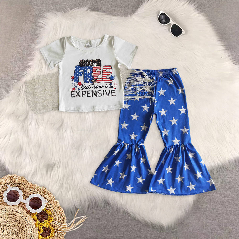 RTS NO MOQ baby Girls clothes 4th of july short sleeve pants Sets