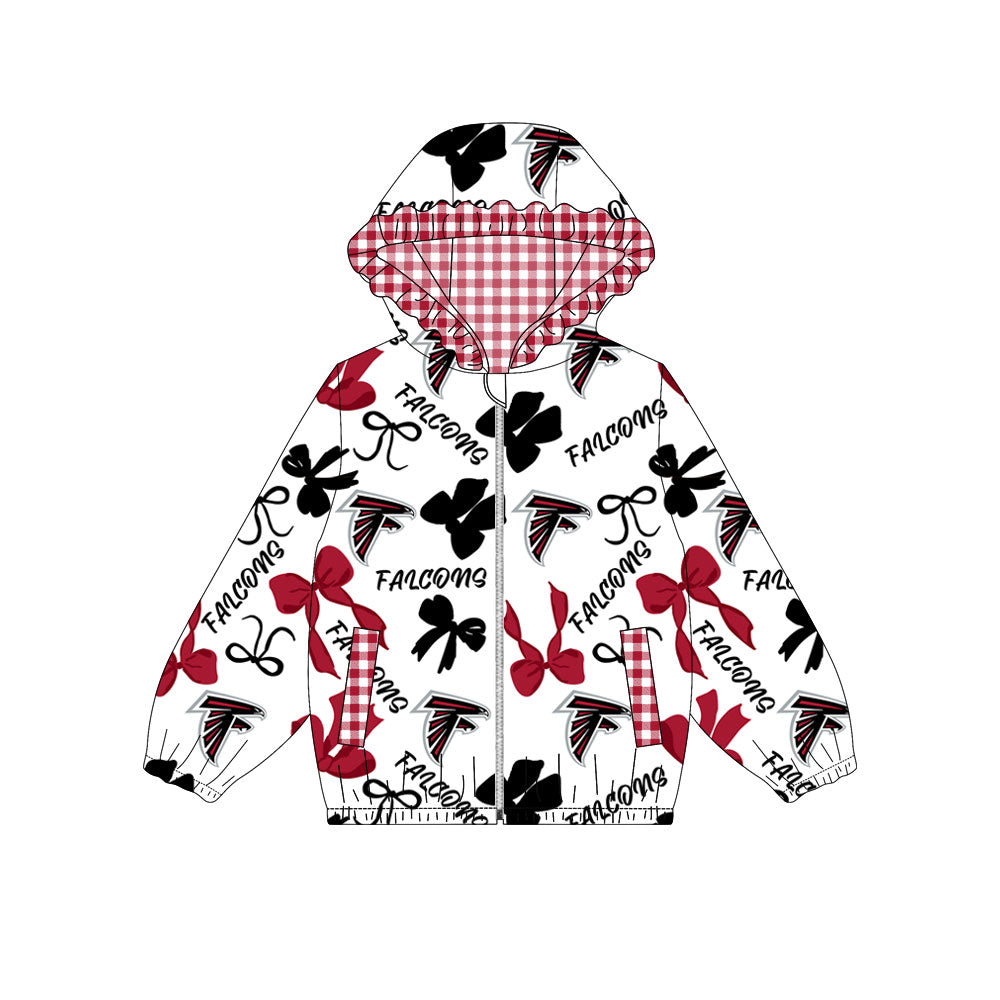 Custom moq 8 mix size milk silk summer team baby girls clothes bow brick red hooded long sleeve top-25.9.30