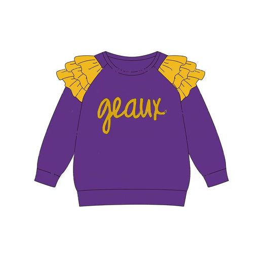 custom moq 3 eta 6-8weeks team geaus girls purple long sleeves top